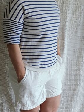 Zara Breton Stripe Knit Top | Size L | Nautical Blue White French Coastal Basics